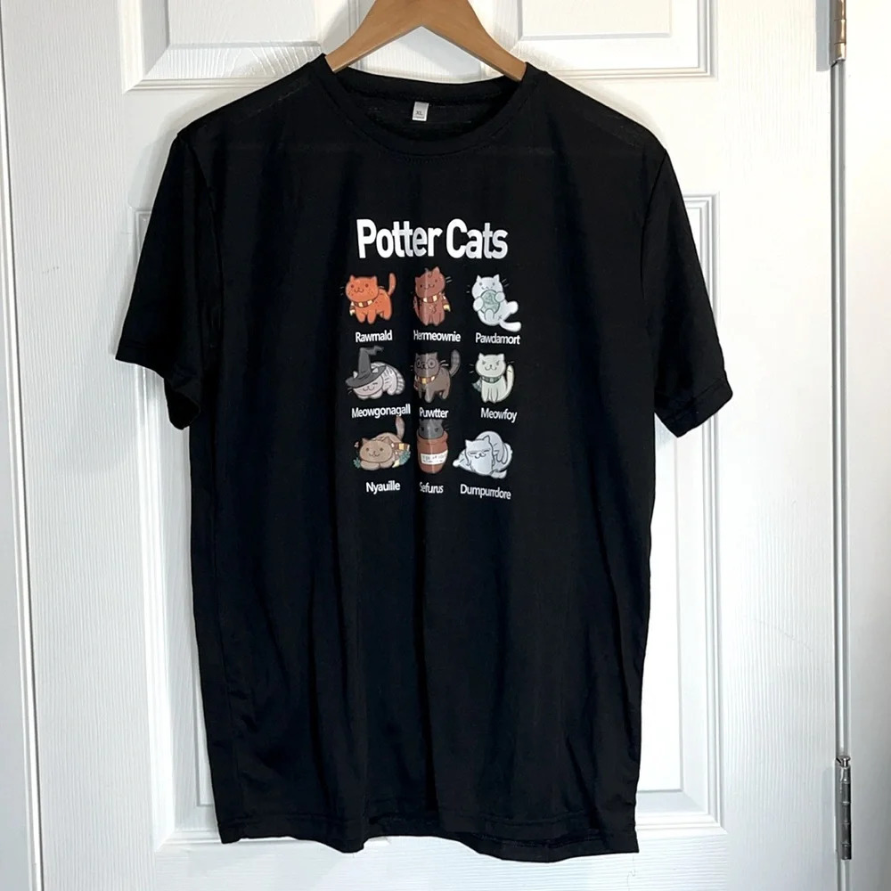 Cute Harry Potter Cats T-shirt unisex black